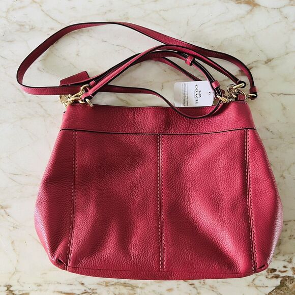 COACH Lexy Rouge Pink Pebbled Leather Shoulder Bag - Picture 8 of 11